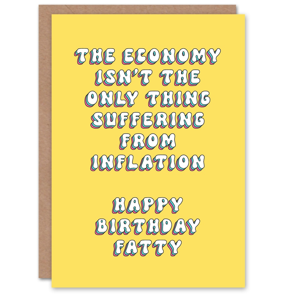 image 1 of Inflation Suffering Fatty Mean Joke Woman Her Birthday Card