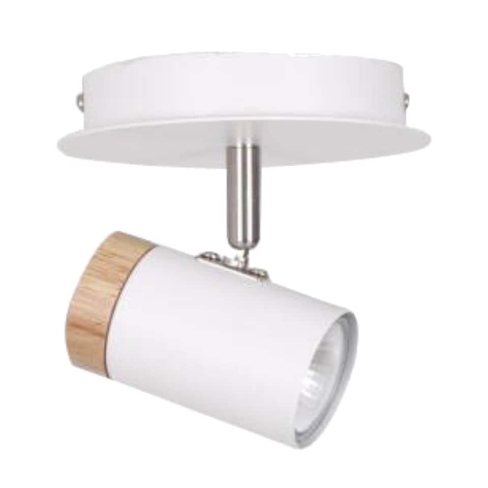 image 1 of Stratton - White with Wood Detail Single Spotlight