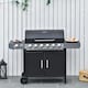 image 2 of Outsunny 6+1 Burner Gas BBQ Grill Garden Barbecue with Wheels, Cabinet