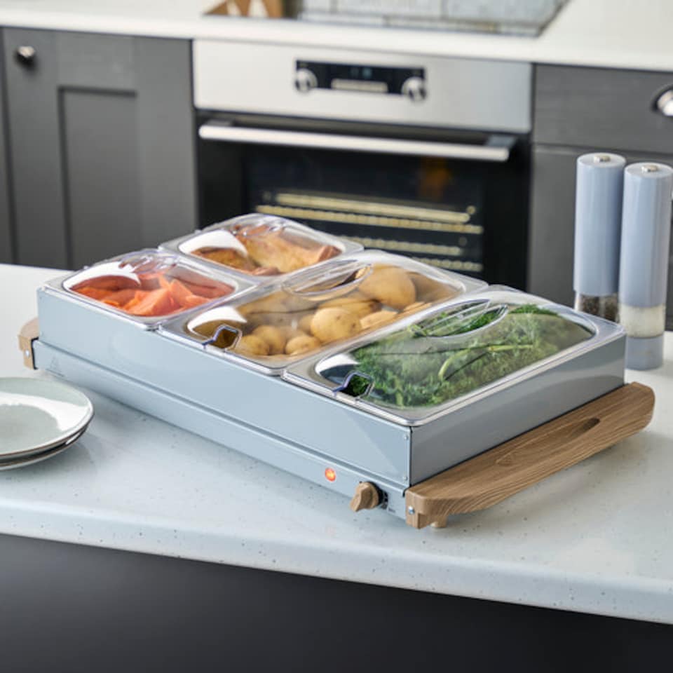 image 1 of Cooks Professional 4-Section Buffet Warmer 7.2L with Hotplate Function | Grey | Nordic Grey