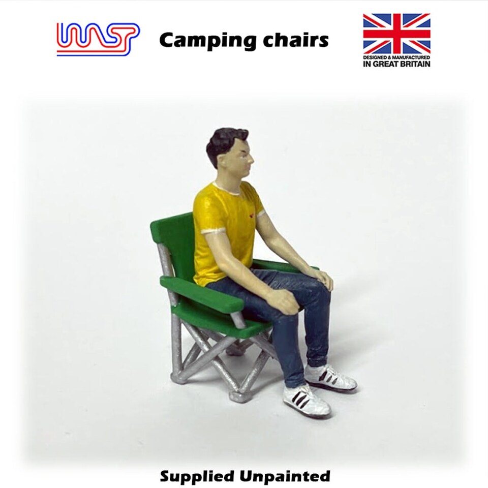 image 1 of Slot Car Scenery Track Side 2 x Camping Chairs 1:32 Scale