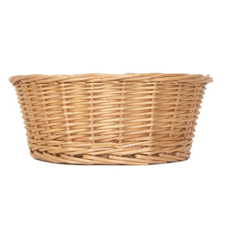 image 1 of 24cm Round Buff Willow Tapered Wicker Tray Brown | Brown