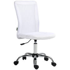 Vinsetto Armless Office Chair with Adjustable Height Mesh Back Wheels White