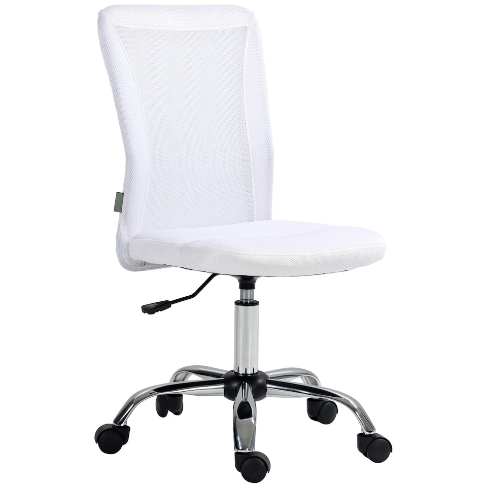 image 1 of Vinsetto Armless Office Chair with Adjustable Height Mesh Back Wheels White