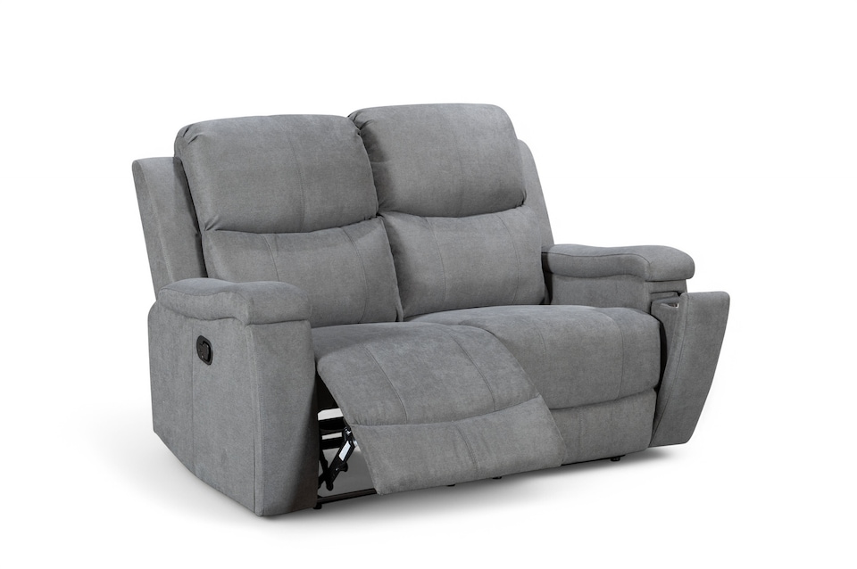 image 1 of Chenille Fabric Dark Grey 2 Seater Manual Recliner Sofa VISCONTI
