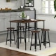 image 3 of 6PC Industrial Dining Table And Stools Set Rustic Brown Brown