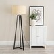 image 2 of ValueLights Lottie Black Wood Tripod Floor Lamp with Natural Shade | Cream