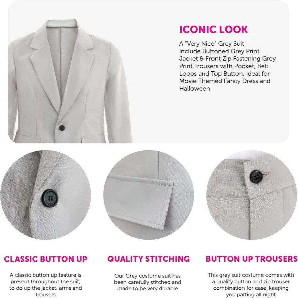 image 1 of Grey Suit Costume Grey | L