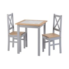 Salvador 1+2 Tile Top Dining Set - Slate Grey/Distressed Waxed Pine Grey