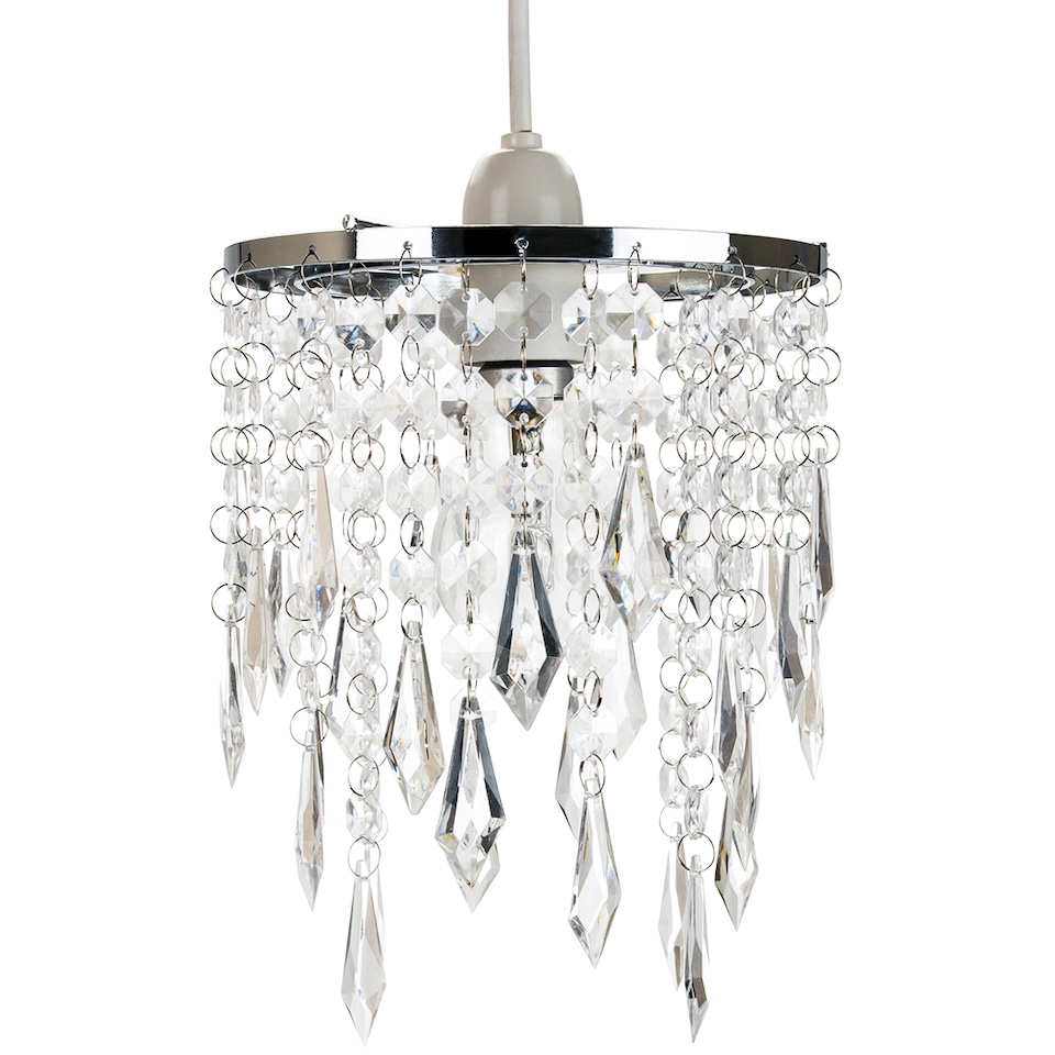 image 1 of Modern Waterfall Design Pendant Shade with Clear Acrylic Droplets and Beads | Clear