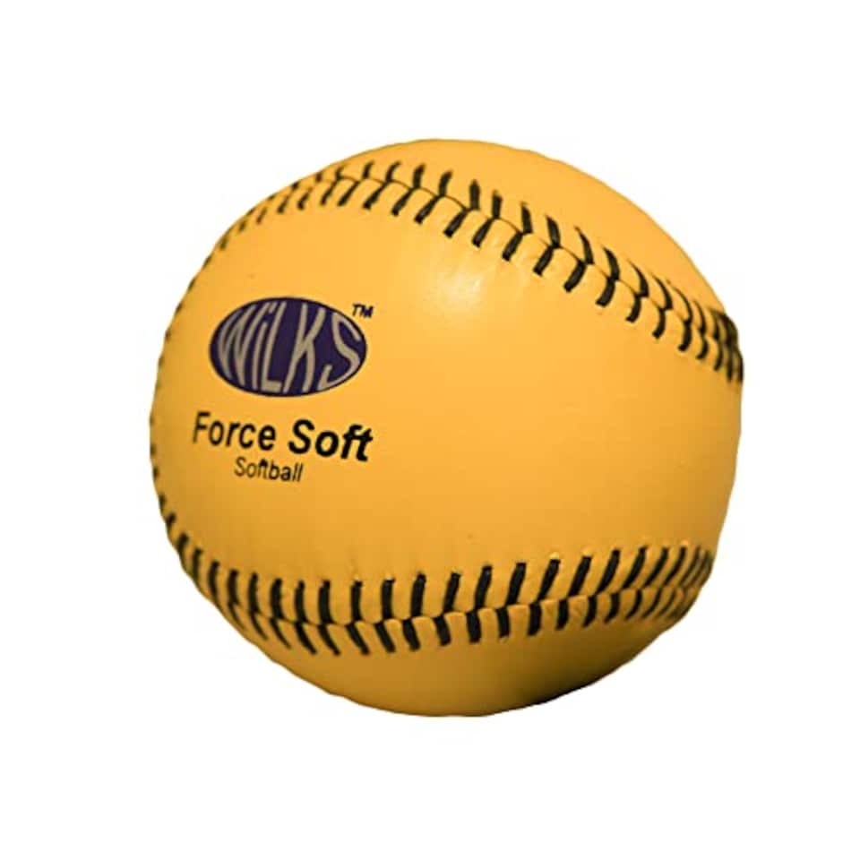 image 1 of Wilks Kid's Force Leather Practise Softball - Yellow, 11.5 cm