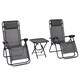 image 1 of Outsunny 3PC Zero Gravity Chairs Sun Lounger Table Set Dark Grey