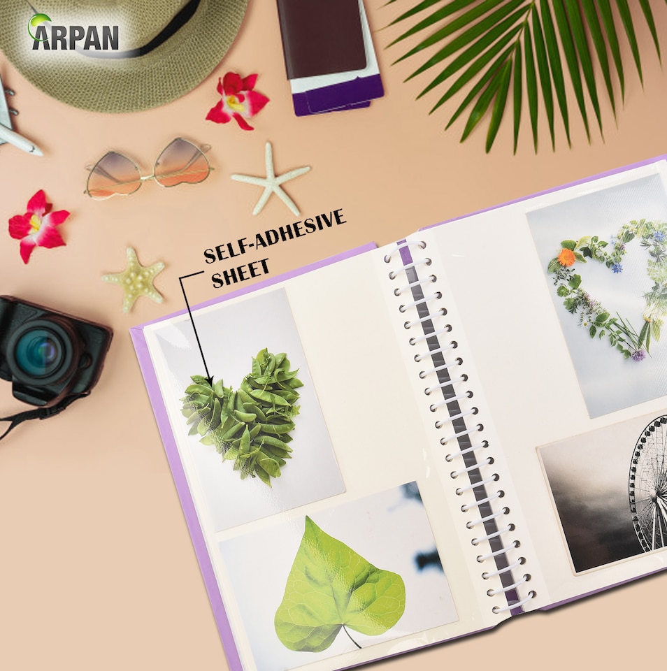 image 1 of ARPAN Self-Adhesive Photo Album – 20 Sheets / 40 Sides Spiral Bound Memory Book – Sticky Page Scrapbook Album for Various Sized Photos, Keepsakes & Special Memories
