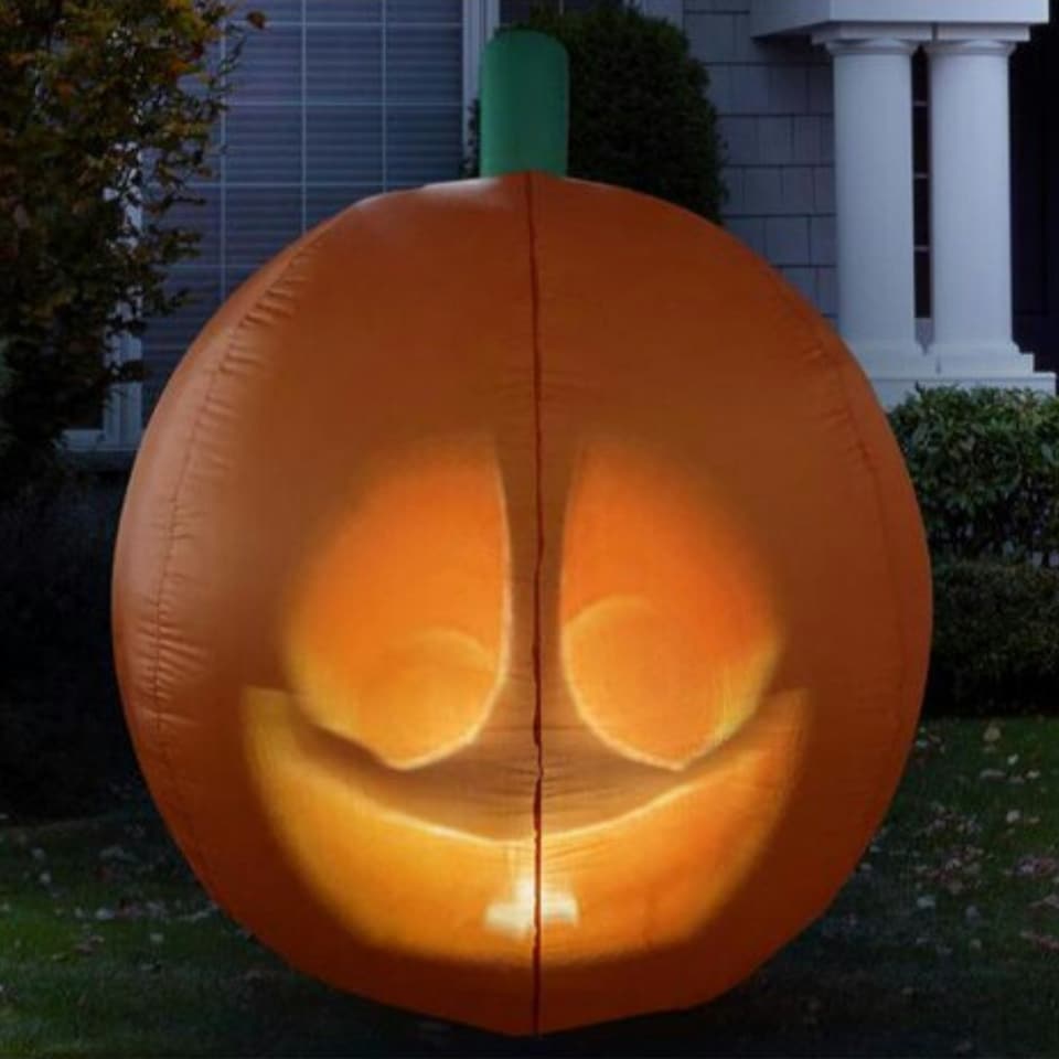 image 1 of Animated Jabberin Jack Giant 5ft Inflatable Talking Animated Halloween Pumpkin with Built-in Projector and Speaker