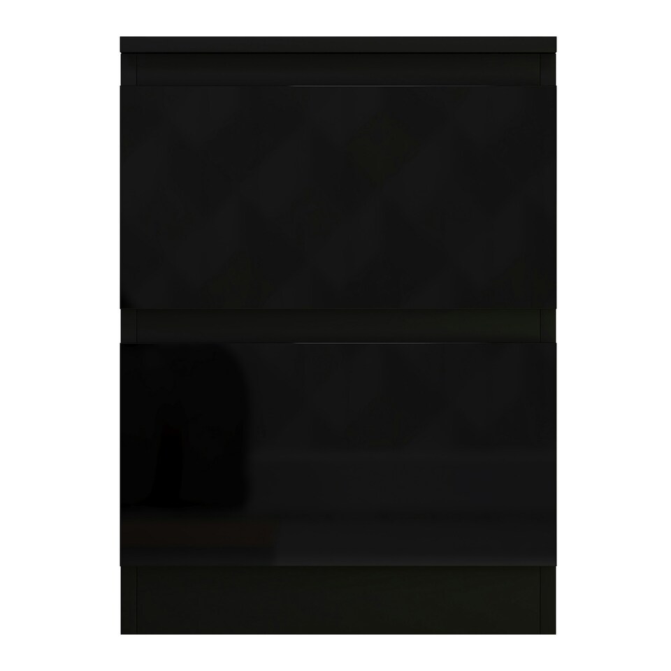 image 1 of FWStyle Stora 2 Drawer Bedside Cabinet - Black Gloss Front