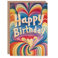 Abstract Psychedelic Trippy Rainbow Design Her Birthday Card