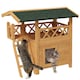 image 1 of PawHut Outdoor Cat House Kitten Shelter Puppy Kennel with Balcony Stairs Asphalt Roof, 77 x 50 x 73 cm
