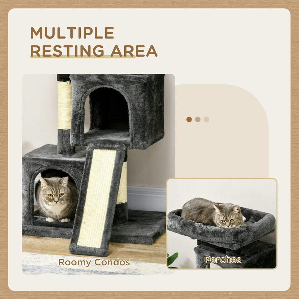image 1 of PawHut Cat Tree 83cm Indoor Cat Scratching Post Kitten Tower, Black