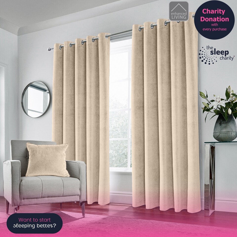 image 1 of Luxury Enhanced Living Cream Velvet, Supersoft, Blackout, Thermal Pair of Curtains with Eyelet Top - 90 x 72 inch (229x183cm) | Cream | Cream | 2