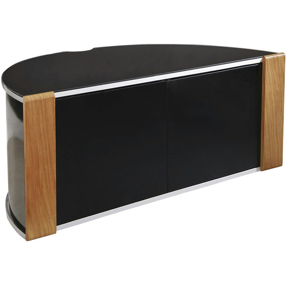 image 1 of MDA Designs Sirius 850 Remote Friendly Beam Thru Glass Door Gloss Black with Walnut/Oak Reversible Panels  for TVs up to 40" LCD/Plasma/LED Cabinet TV Stand | Multi | 1