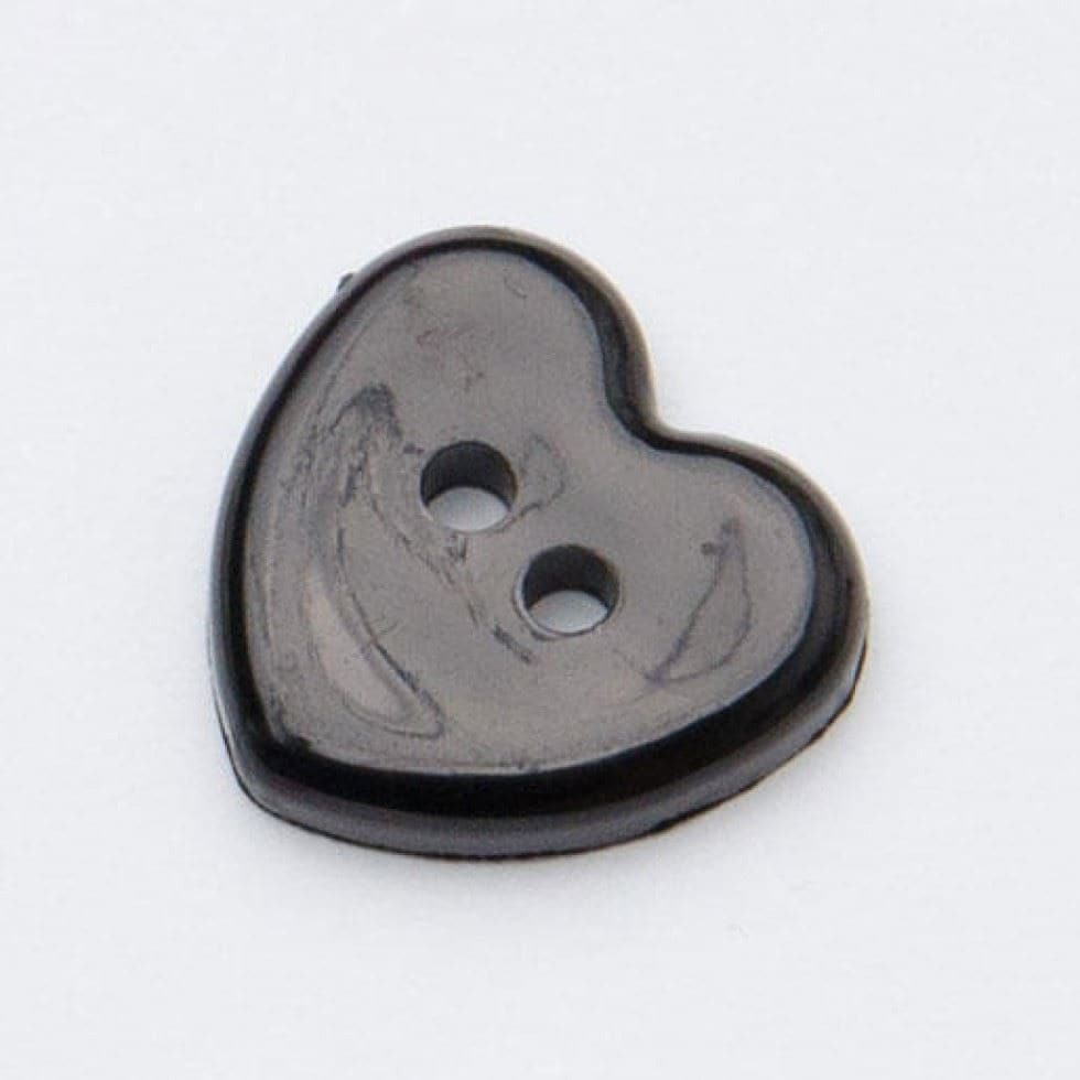 Minerva Black Plastic Heart Buttons for Dressmaking - 13mm - per value pack of 100