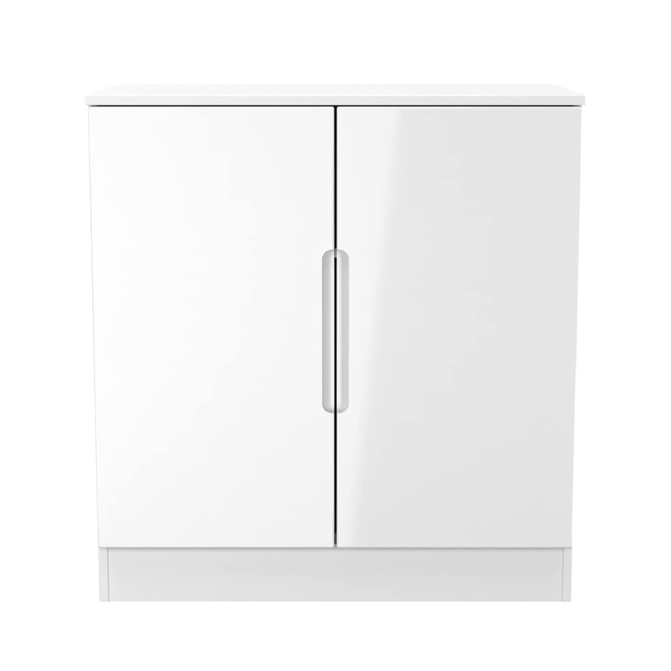 image 1 of Lucca 2 Door Cabinet in White Gloss & White Matt (Ready Assembled) | White | White Gloss & White Matt