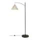 image 3 of ValueLights Preto Black Metal Curve Stem Floor Lamp with a Rattan Wicker Tapered Shade