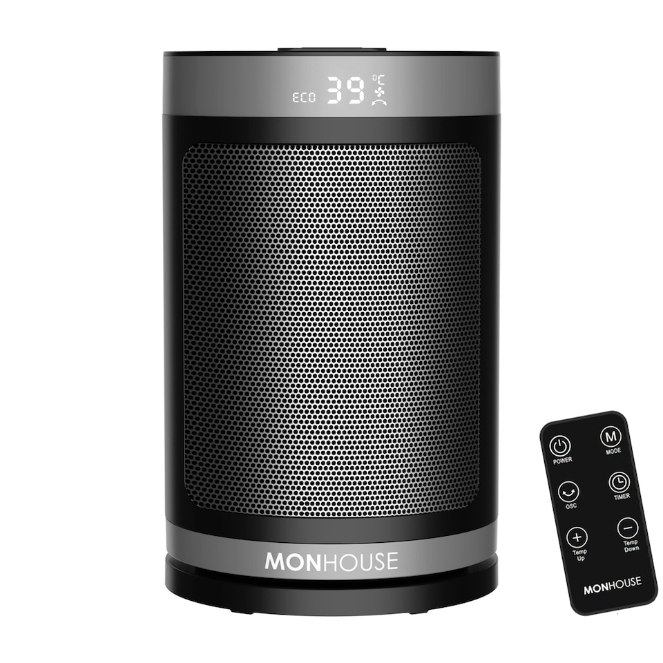 image 1 of MONHOUSE Electric Heater - Energy Efficient PTC Ceramic, Silent Portable Heater with LED Display, Remote Control, Overheat Protection, Smart Thermostat