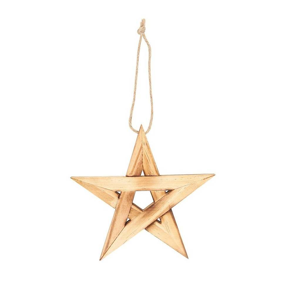 image 1 of Something Different Wood Pentagram Hanging Decoration - Beige - One Size