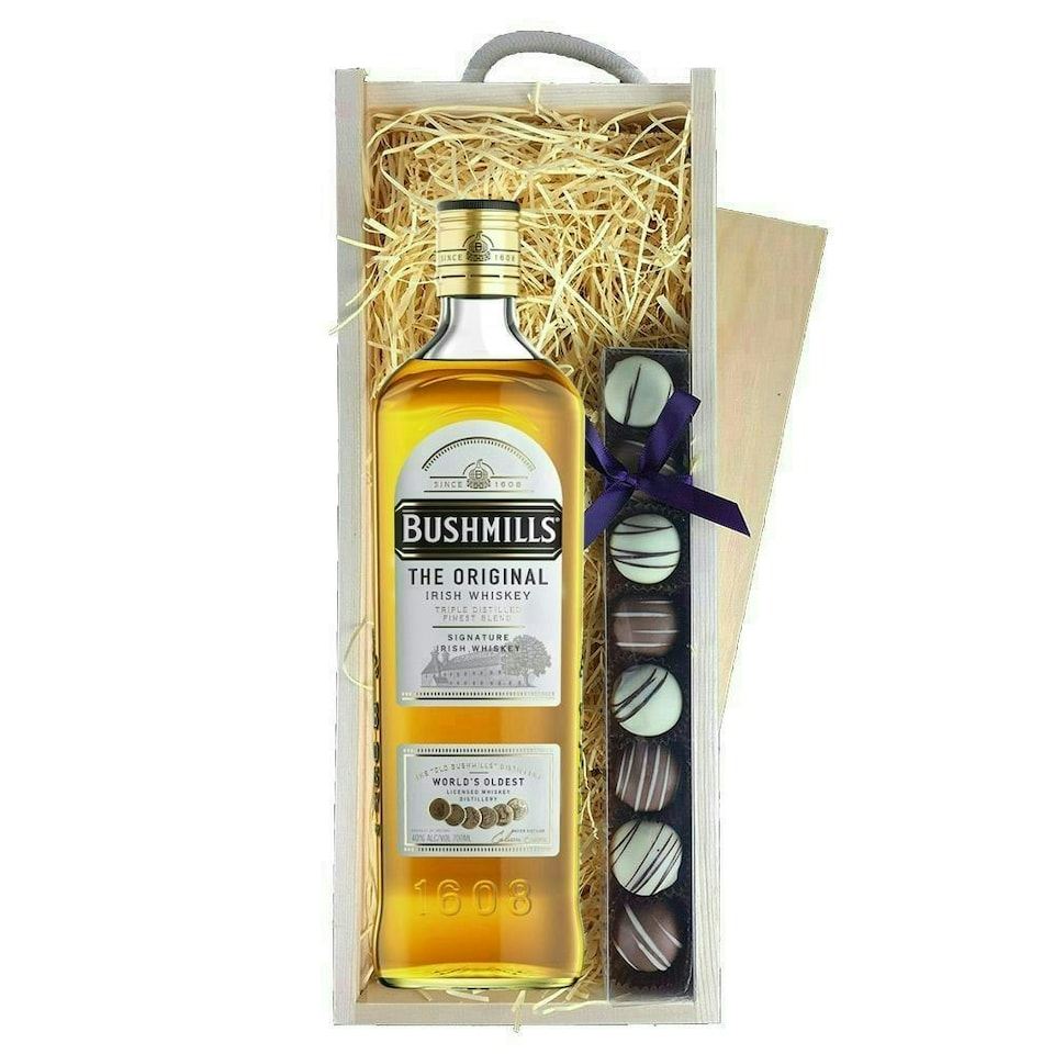 image 1 of Bushmills Original Whisky & Truffles, Wooden Box 70cl 40% abv