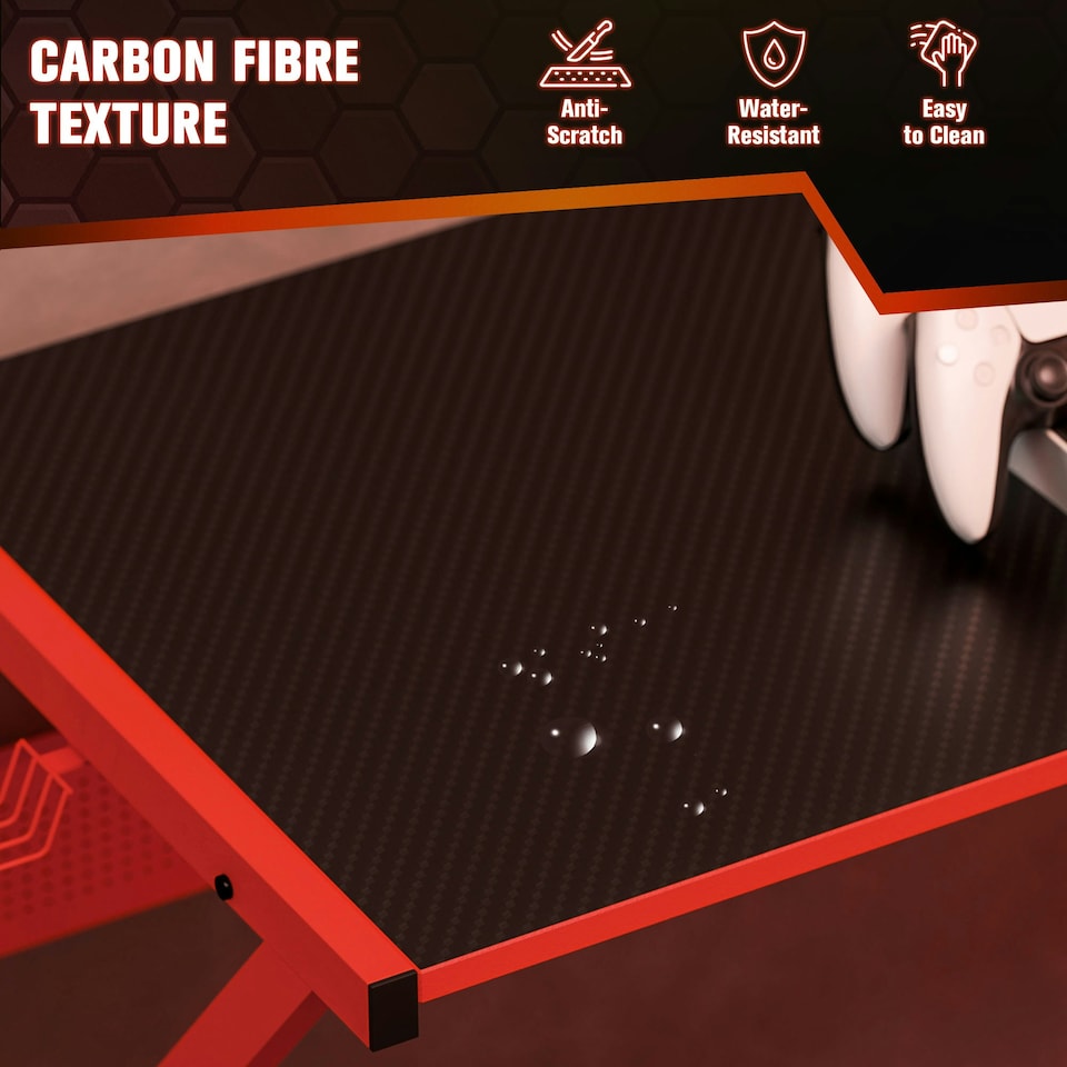 image 1 of HOMCOM Corner Gaming Desk with Monitor Stand Cup Holder Headphone Hook