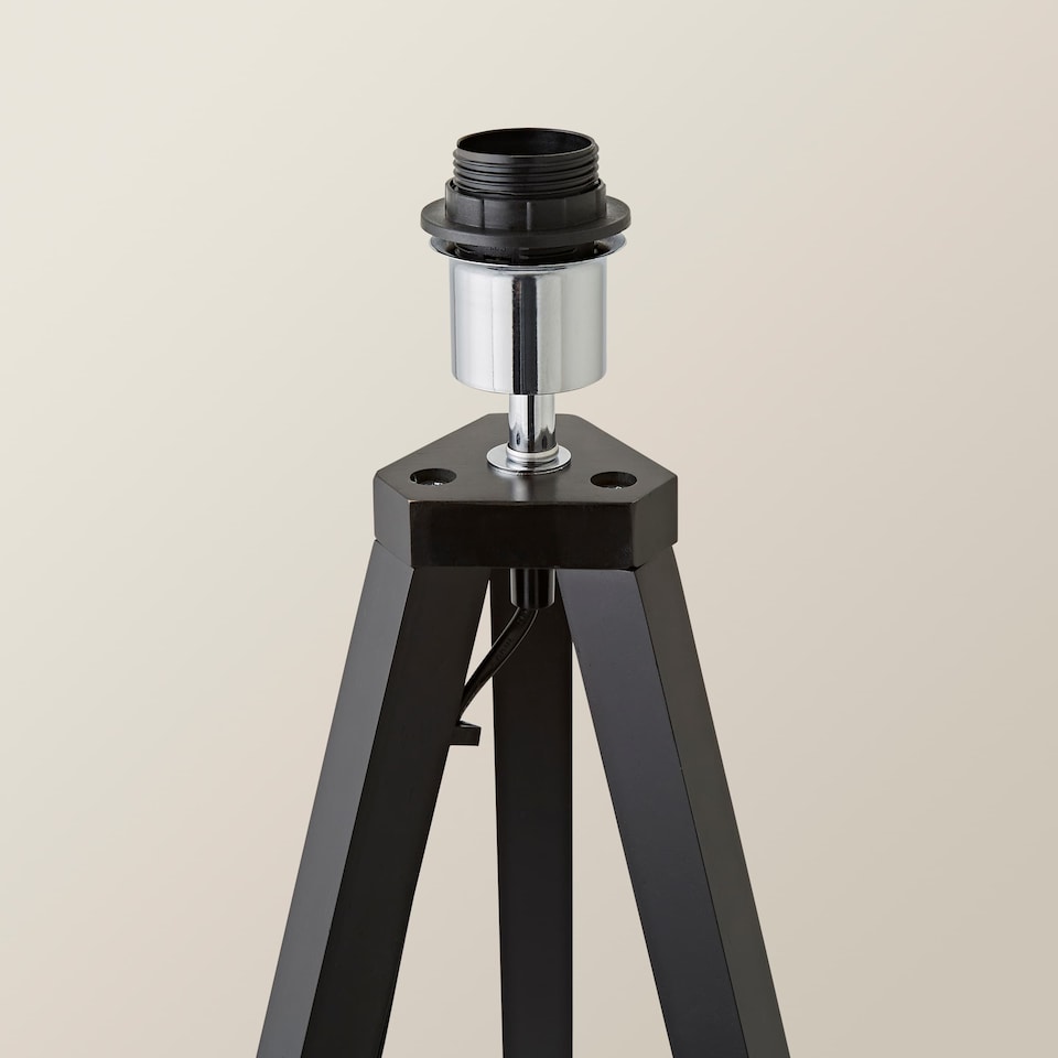 image 1 of ValueLights Modern Black Wood Tripod Floor Lamp Base | Black