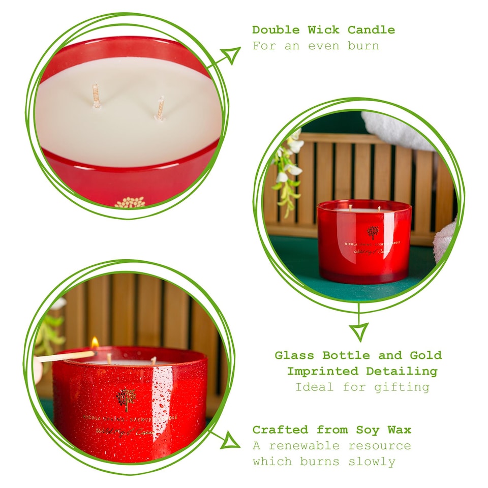 image 1 of Nicola Spring Soy Wax Scented Candles - 350g - Wild Fig & Cassis - Pack of 3 | Red | Red