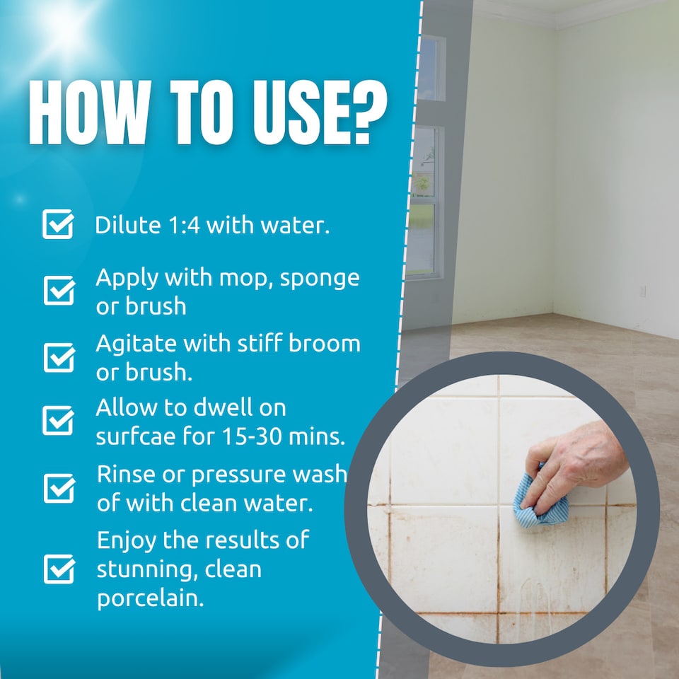 image 1 of Smartseal Porcelain Tile Cleaner, Ultimate Porcelain Cleaner, for Patios, Drives and Indoor Porcelain Tiles, 5L