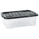 image 1 of 1 x 24L Clear Plastic Curve Storage Container With Black Lid Ideal For Home & Office Organisation Clear