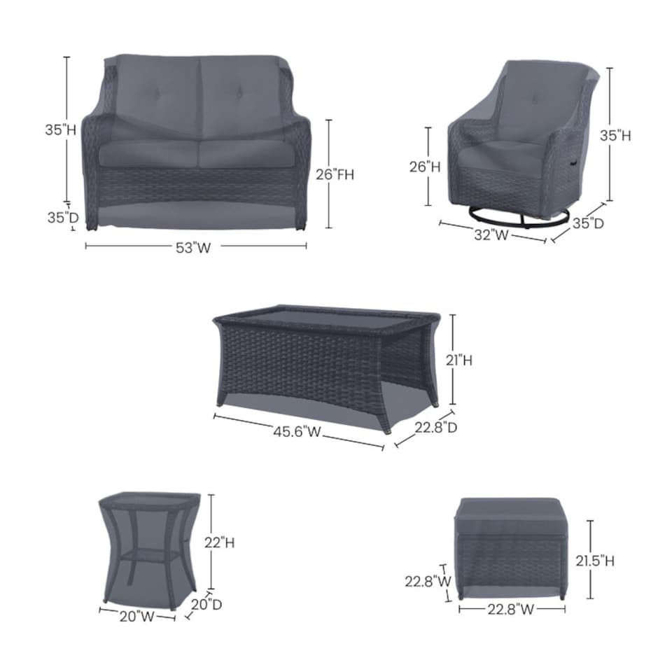 image 1 of Covers and all 7-Piece Patio Furniture Covers for WFSBT Sofa Seating Group Water-Repellent UV-Resistant Polyester, 32 in W x 35 in D x 35 in H x 26