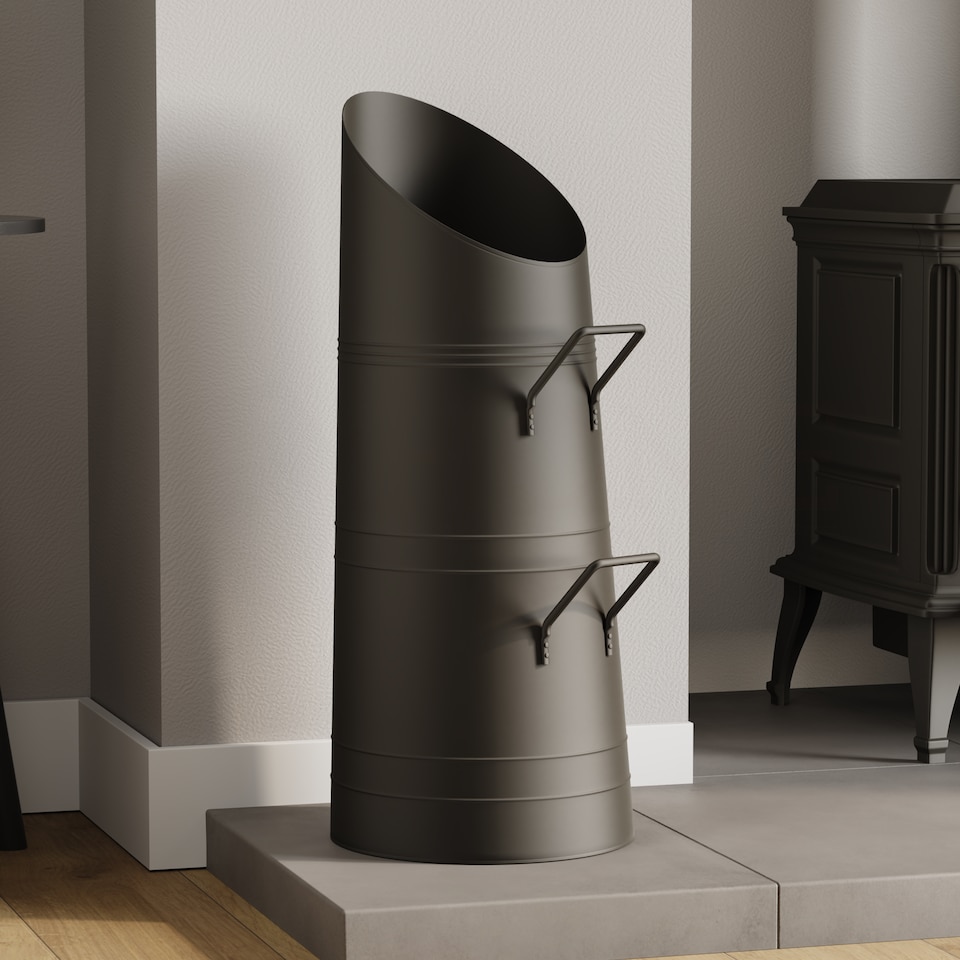 image 1 of Fire Vida Coal Hod Log Fire Storage Fireside Fireplace Accessory, Black