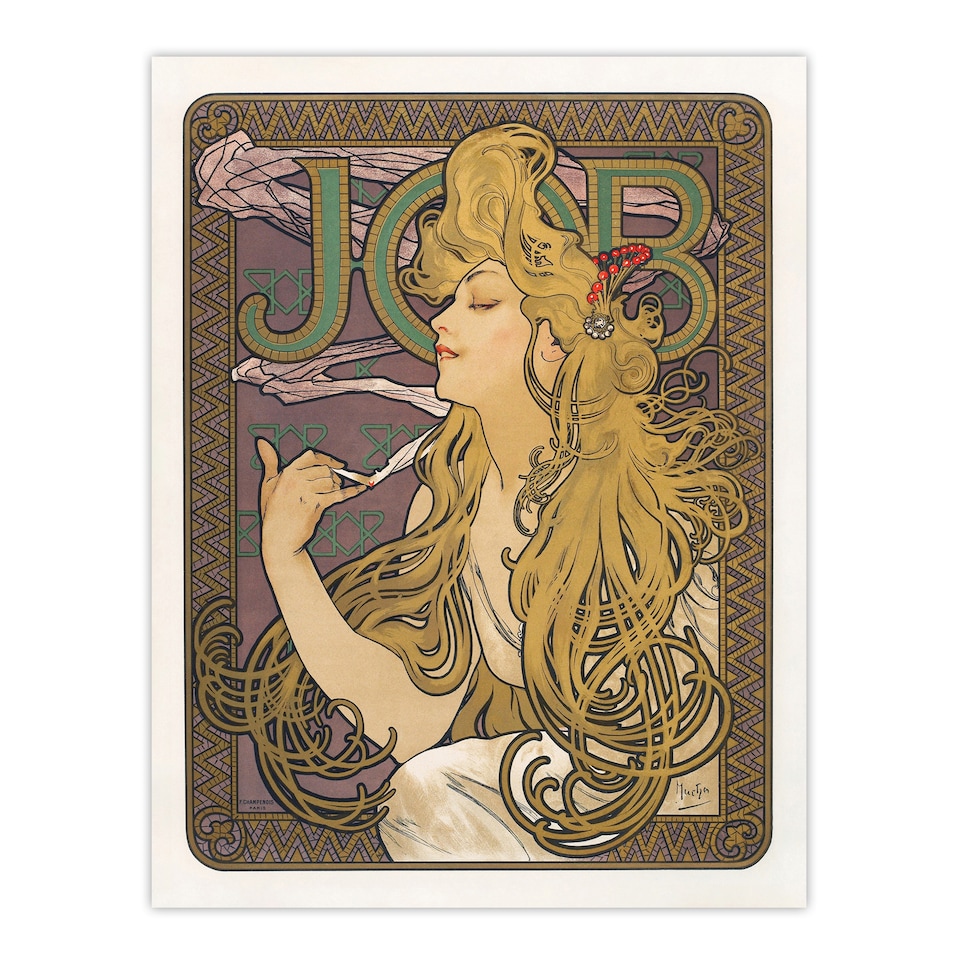 image 1 of Job Paper Vintage French Advert Art Nouveau Wall Art Print Mucha 18x24"