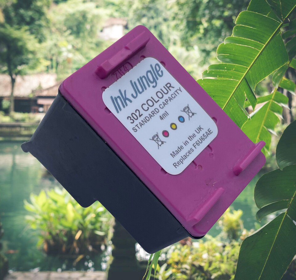 image 1 of 2x Ink Jungle 302 Black & Colour Refilled Ink Cartridges - Replaces HP 302 Black & Colour