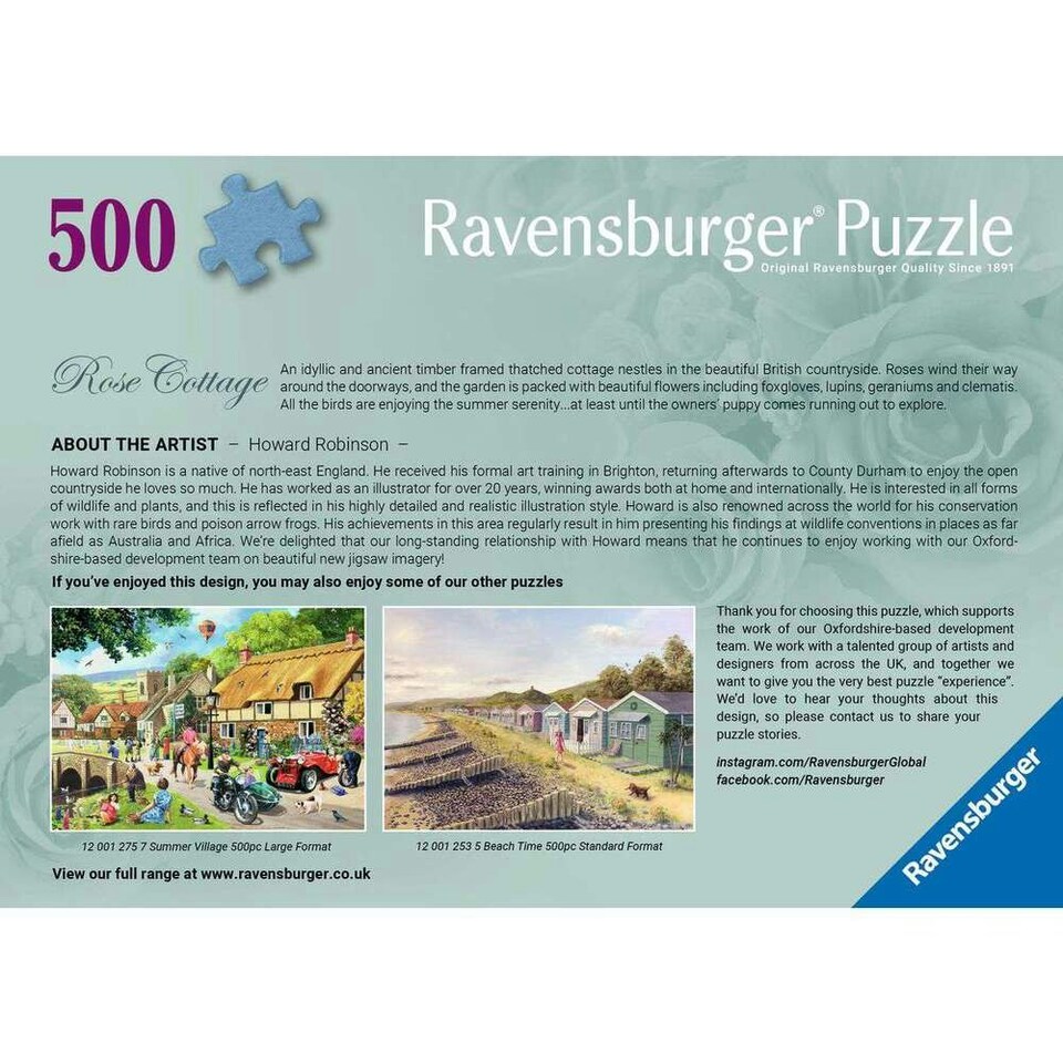 image 1 of Ravensburger Rose Cottage 500 Piece Large Format Jigsaw Puzzle