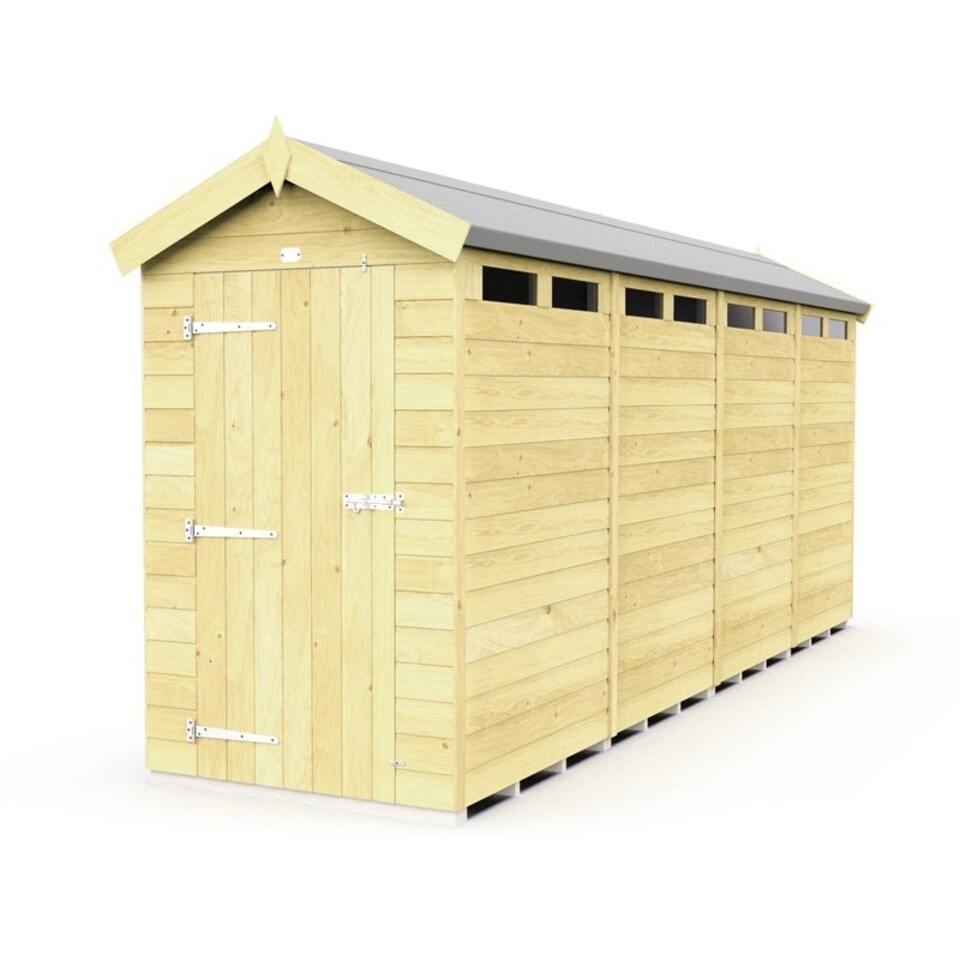 image 1 of 4 x 16 Feet Apex Security Shed - Single Door - Wood - L472 x W118 x H217 cm Brown