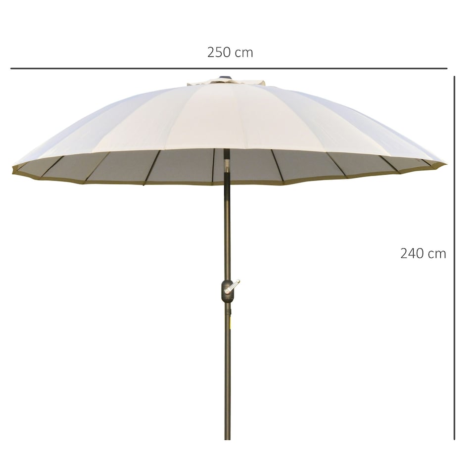 image 1 of Outsunny 2.5m Round Curved Adjustable Parasol Outdoor Metal Pole Off-White