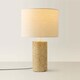 image 4 of ValueLights Chloe Marble Effect Natural Table Lamp with Drum Shade