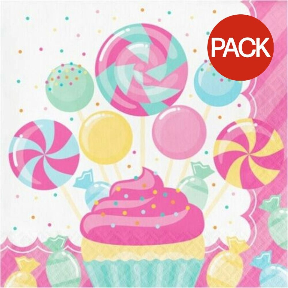 Creative Candy Bouquet Birthday Disposable Napkins (Pack of 16) - Multicoloured - One Size