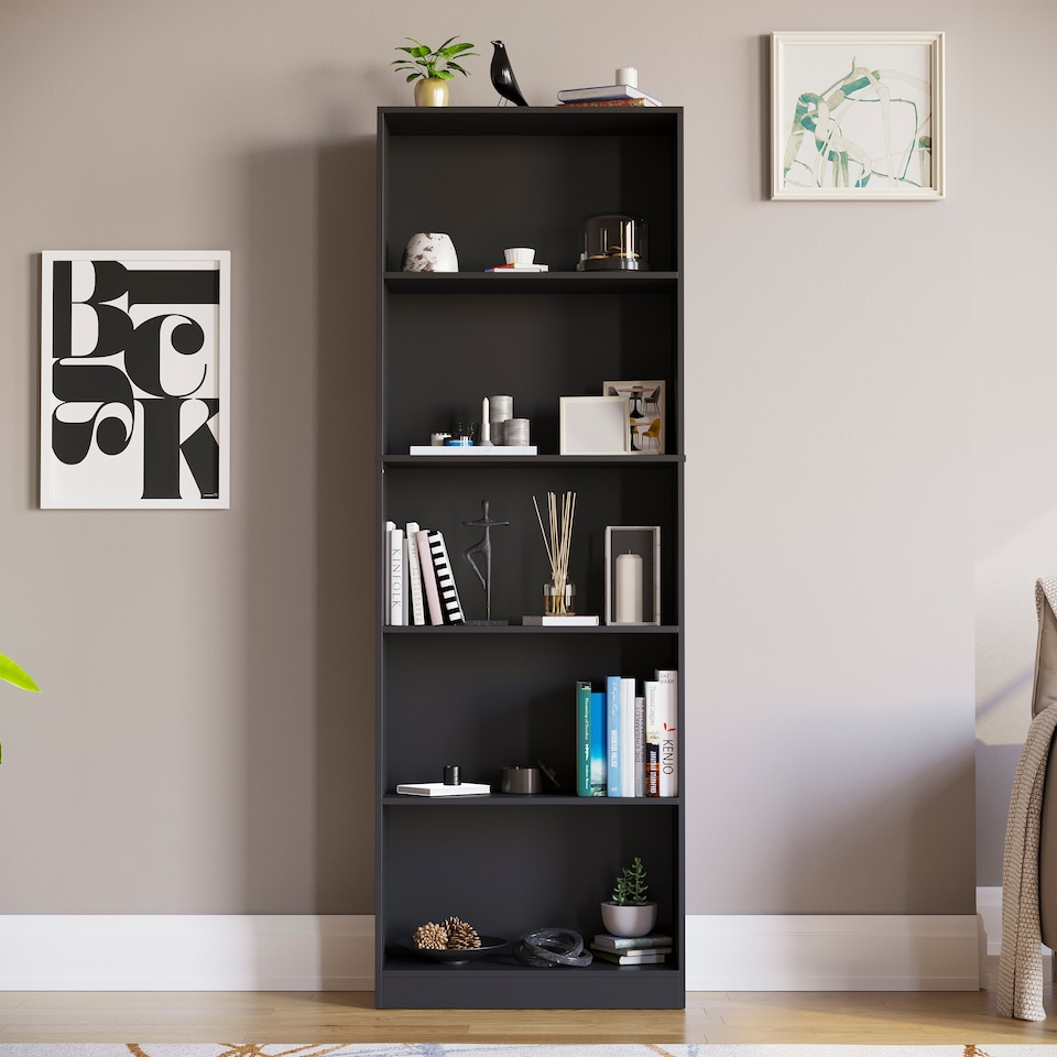 image 1 of Vida Designs Cambridge 5 Tier Extra Large Bookcase Display Storage, Black