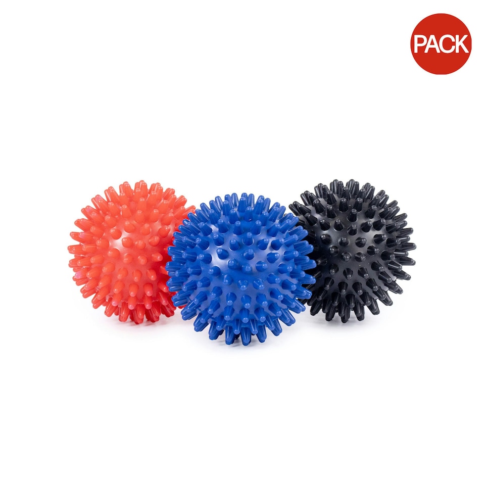 image 1 of Fitness Mad Spiked Massage Ball (Pack of 3) - Red/Blue/Black - One Size