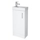 image 1 of Cloakroom Floor Standing 1 Door Vanity Unit with Basin, 400mm - Gloss White White