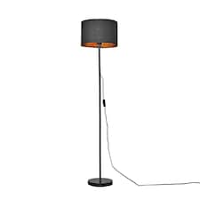ValueLights Charlie Black Stem Floor Lamp Black Shade & Bulb | Black