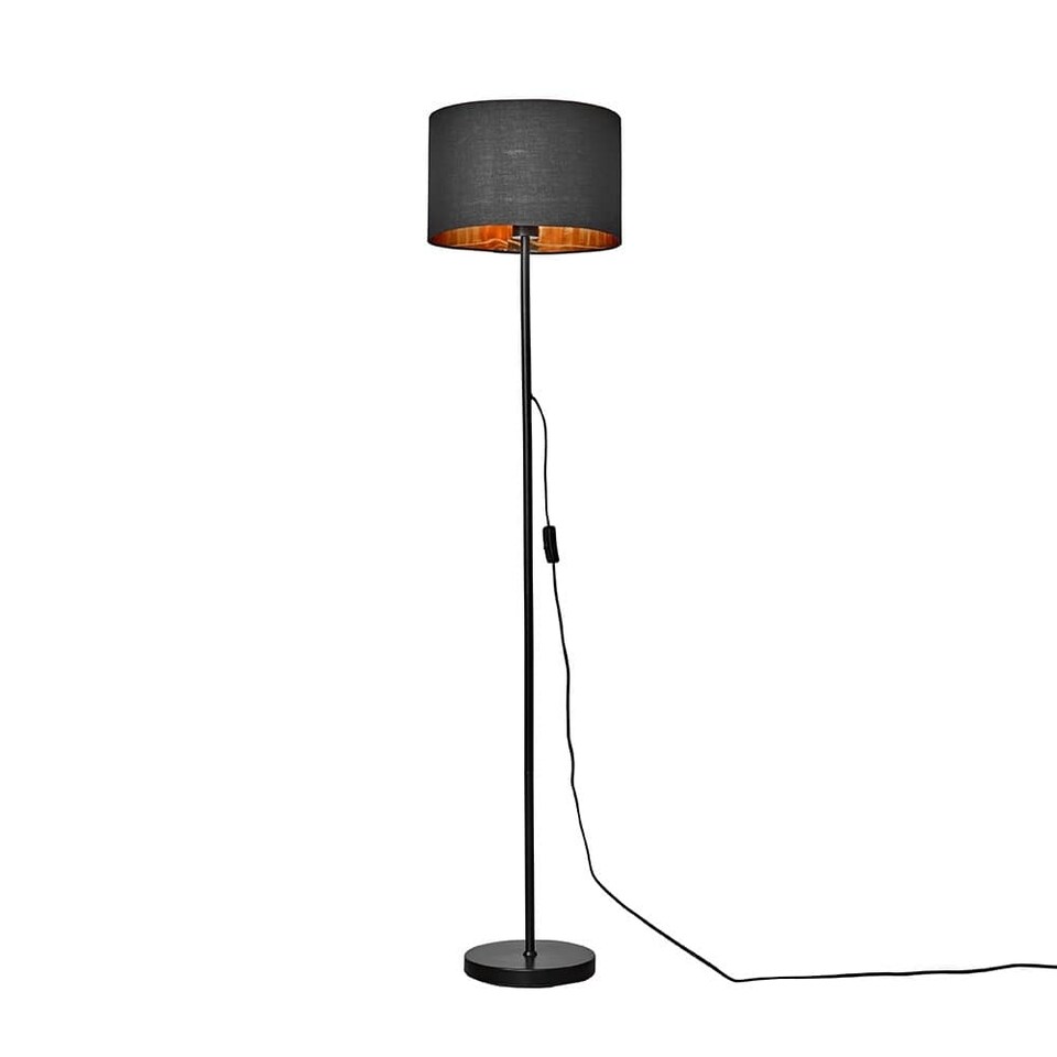 image 1 of ValueLights Charlie Black Stem Floor Lamp Black Shade & Bulb | Black