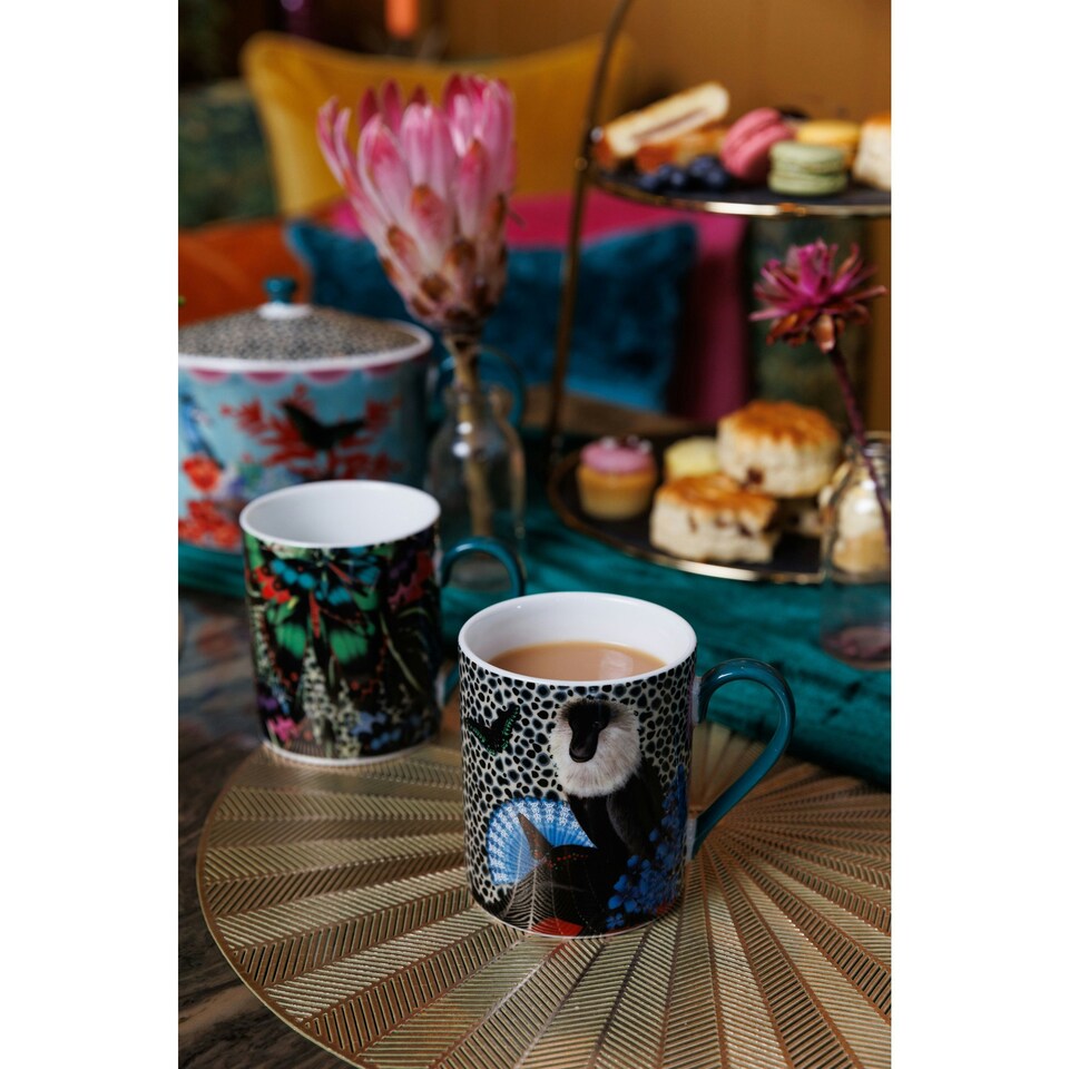 image 1 of Mikasa x Sarah Arnett Porcelain Mug, 350ml, Monkey Print Multi